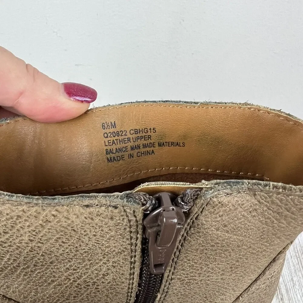 Korks by Kork Ease Gemini Tan Leather Wedge Zip Ankle Boots Womens Size 6.5 - Picture 3 of 10